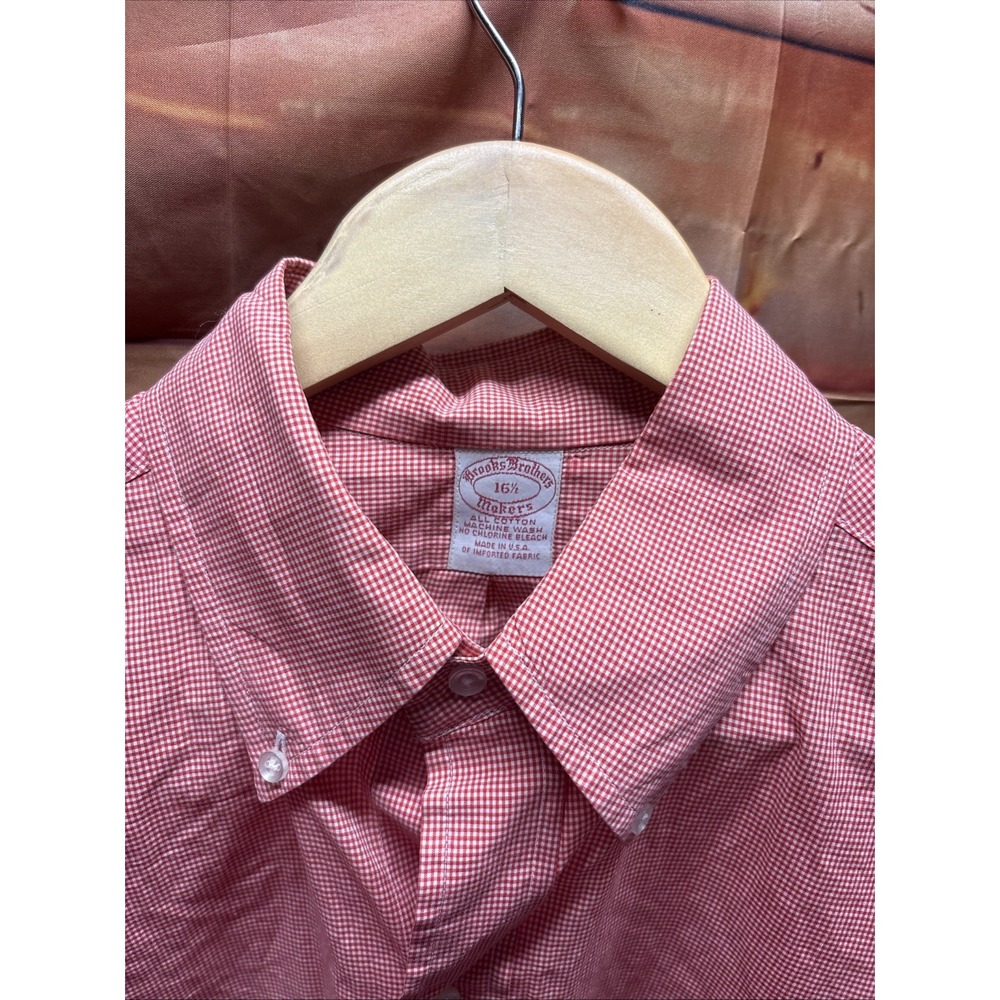 Vintage 80s 90s Brooks Brothers Makers Gingham Shirt Made in USA Men's 16.5 RG